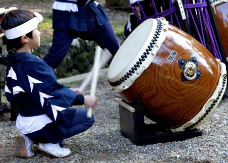 Young taiko drummer, Kyoto, Japan Young taiko drummer, Kyoto, Japan